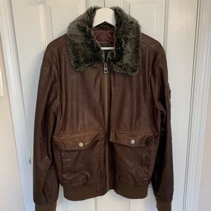 Leather jacket with fur